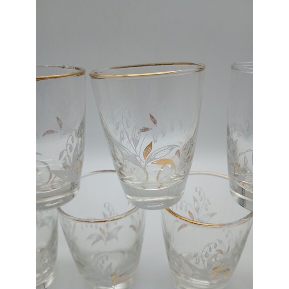 7 Vtg Libbey Lily Of The Valley Juice Glasses 6 Oz Gold Rim - Picture 3 of 10